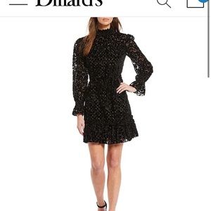 Alex Marie black dress size 12. Crushed velvet with gold. New